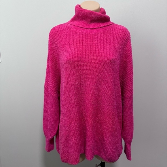 Lovers + Friends Revolve Jade Hot Pink Sweater Turtleneck Small - Picture 2 of 7